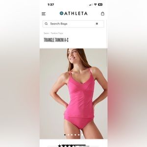 Athleta Tankini swim Large Triangle top. A-C cup Magenta pink NWT